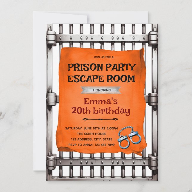 Prison escape room party Invitation (Front)