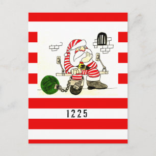 PRISON SANTA HOLIDAY POSTCARD