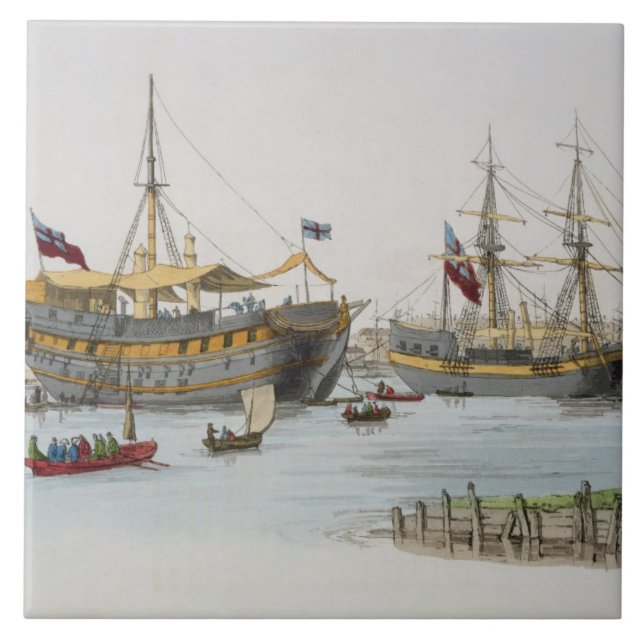 Prison Ships, from 'Costume of Great Britain', pub Ceramic Tile (Front)
