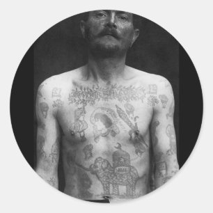 Prison Tattoos Classic Round Sticker