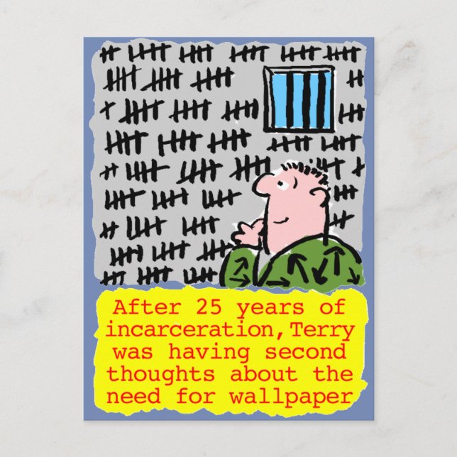 Prisoner in Jail Doesn't Need Wallpaper Postcard (Front)