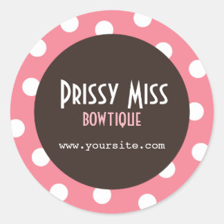 Prissy Miss Pink Polka Dot Chic Round Sticker