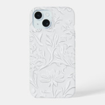 Pristine White Floral Embossed Phone Case