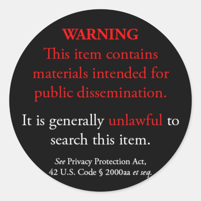 Privacy Protection Act sticker, black small round Classic Round Sticker (Front)