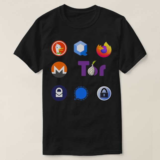 Privacy sticker pack gift Signal Firefox Monero To T-Shirt (Design Front)