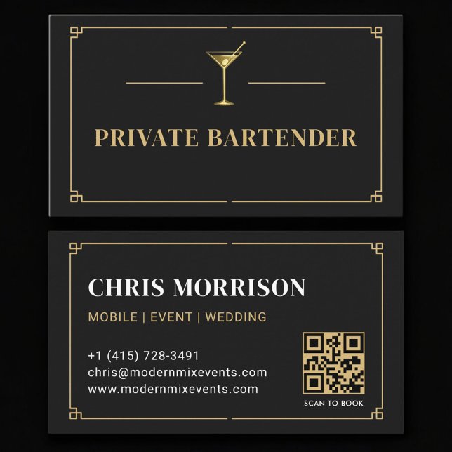 Private Bartender QR Code Professional Business Card (Creator Uploaded)