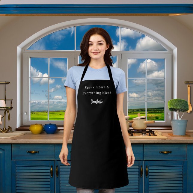 Private chef black white script slogan apron (Creator Uploaded)