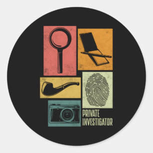 Private Detective Crime Investigator Silhouettes Classic Round Sticker