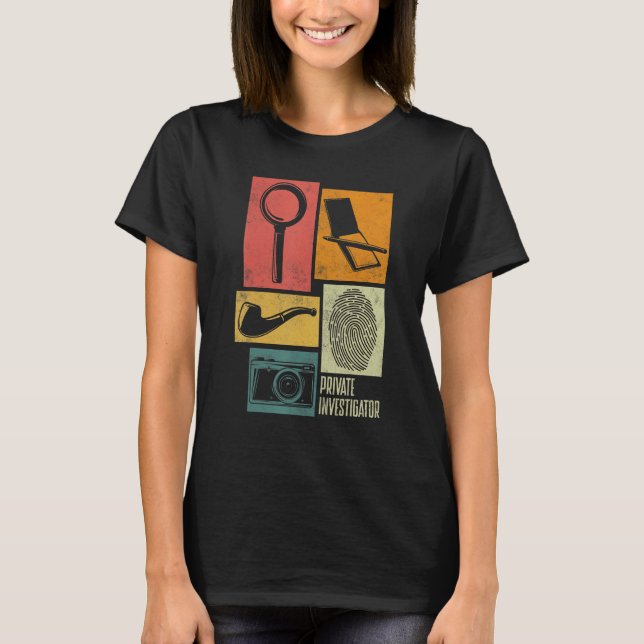 Private Detective Crime Investigator Silhouettes T-Shirt (Front)
