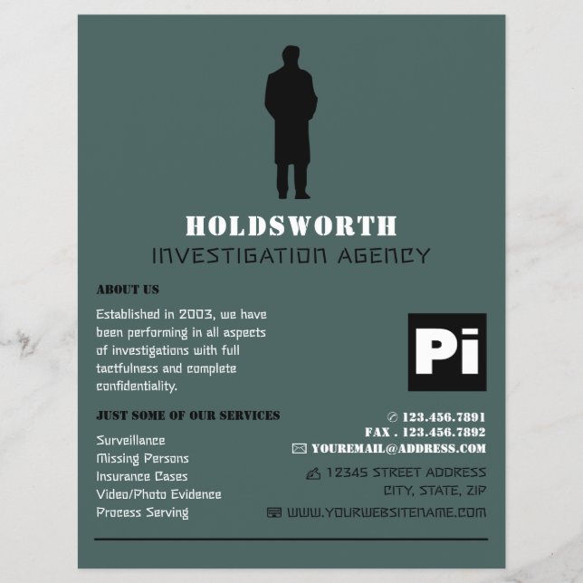 Private Eye Logo, Private Detective Investigator Flyer (Front)