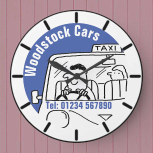 Private Hire Taxi Cab Design Large Clock
