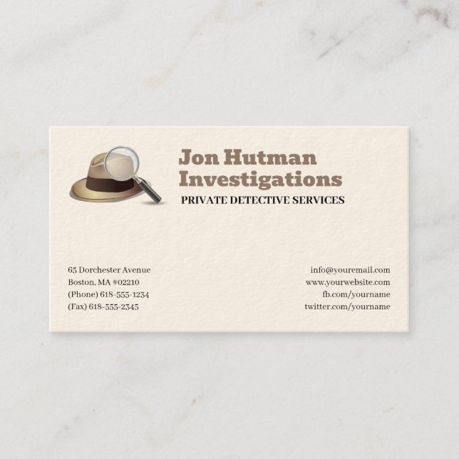 Private Investigat | Detective Professional Business Card (Front)