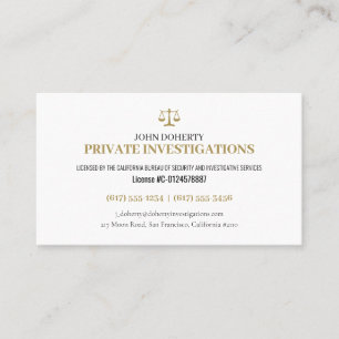 Private Investigations   Detective Professional Bu Business Card