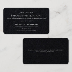 Private Investigations   Detective Professional Business Card