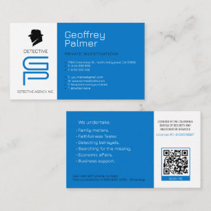Private Investigations   Detective Professional Business Card