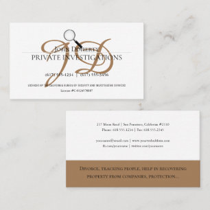 Private Investigations Detective Professional Business Card