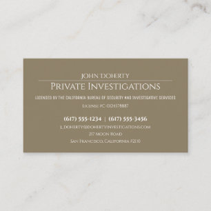 Private Investigations Detective Professional Business Card