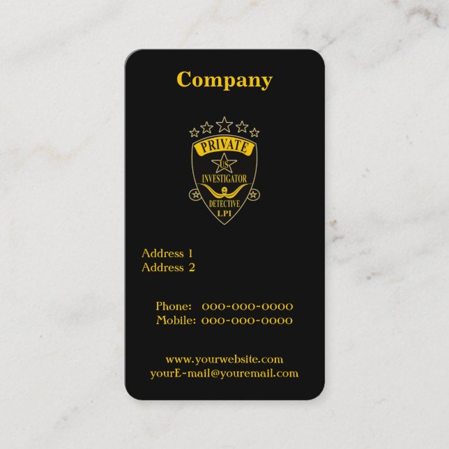 Private Investigator Business Cards (Front)