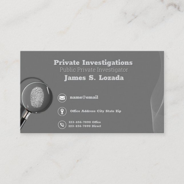 private investigator business cards Detective  (Front)