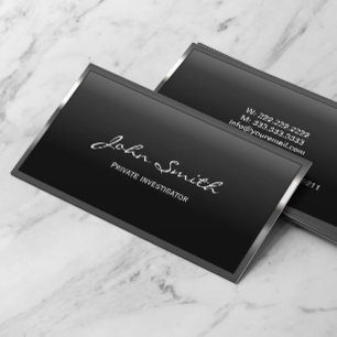 Private Investigator Detective Cool Metal Border Business Card