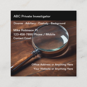 Private Investigator Detective Services Square Business Card