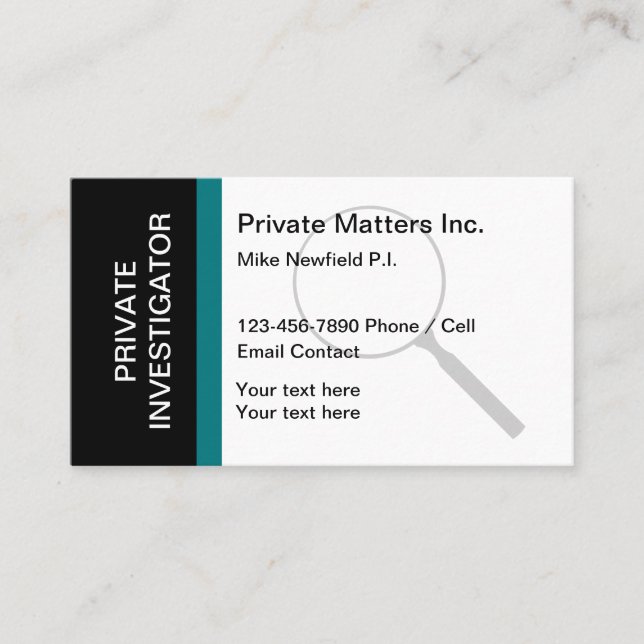Private Investigator Modern Unique Design Business Card (Front)