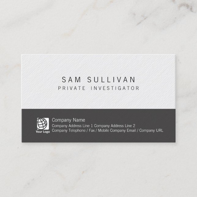 Private Investigator Natural Paper Texture Skills Business Card (Front)