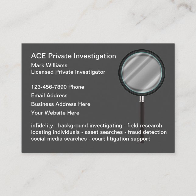 Private Investigator Professional Business Cards (Front)