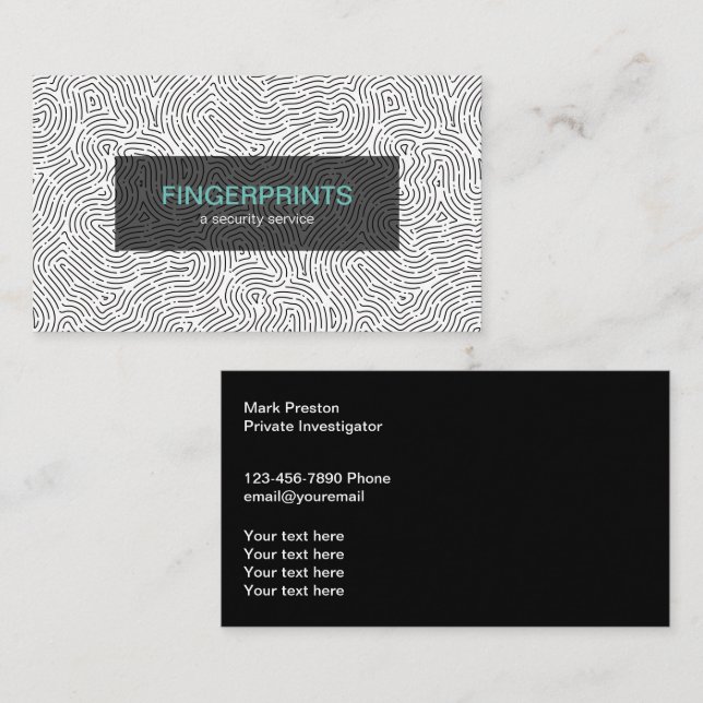 Private Investigator Security Business Cards (Front/Back)