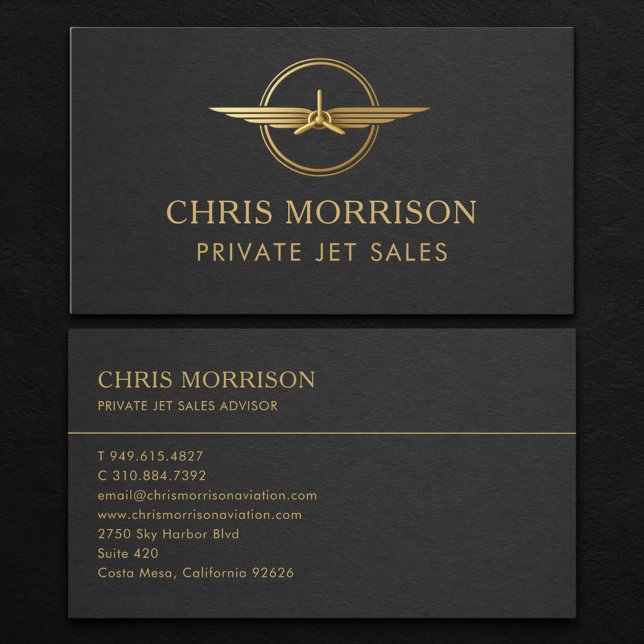 Private Jet Aeroplane Aviation Business Card (Creator Uploaded)