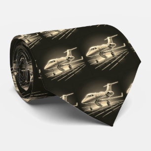 Private Jet Aeroplane Print   Tie