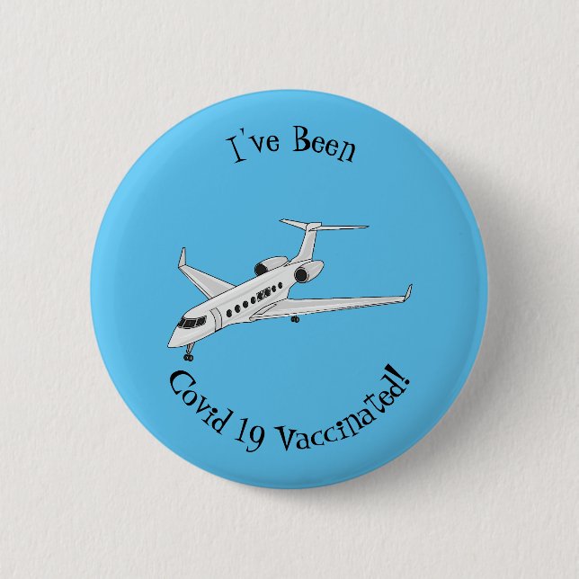 Private jet cartoon illustration 6 cm round badge (Front)