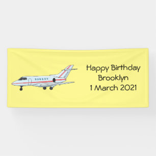 Private jet cartoon illustration banner