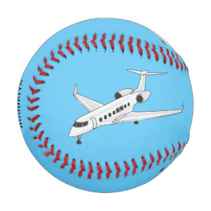 Private jet cartoon illustration baseball