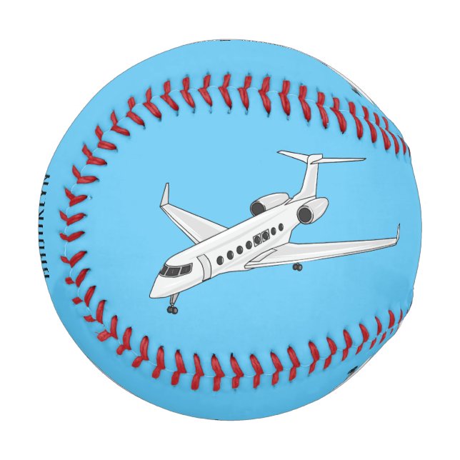 Private jet cartoon illustration baseball (Front Left)