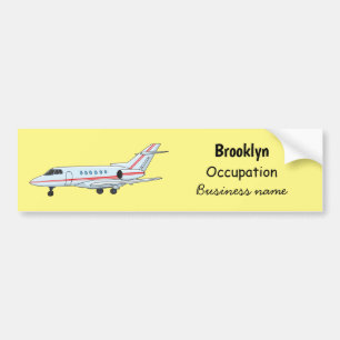 Private jet cartoon illustration bumper sticker