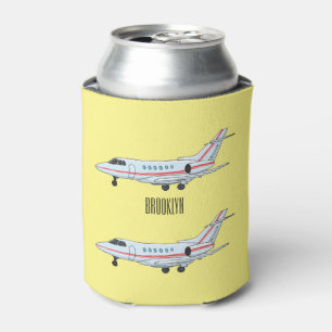 Private jet cartoon illustration can cooler