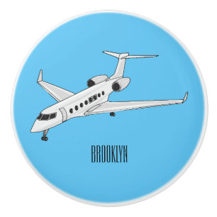 Private jet cartoon illustration ceramic knob