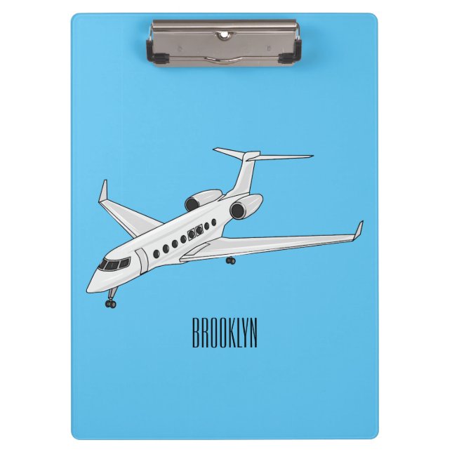 Private jet cartoon illustration clipboard (Front)
