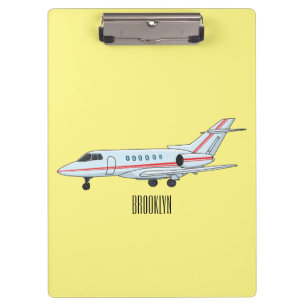 Private jet cartoon illustration clipboard