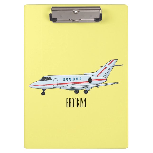 Private jet cartoon illustration clipboard (Front)