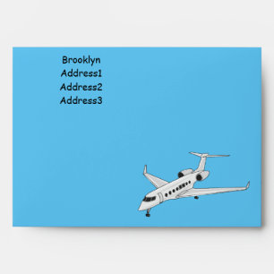 Private jet cartoon illustration envelope