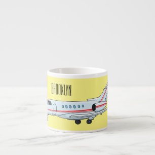 Private jet cartoon illustration espresso cup