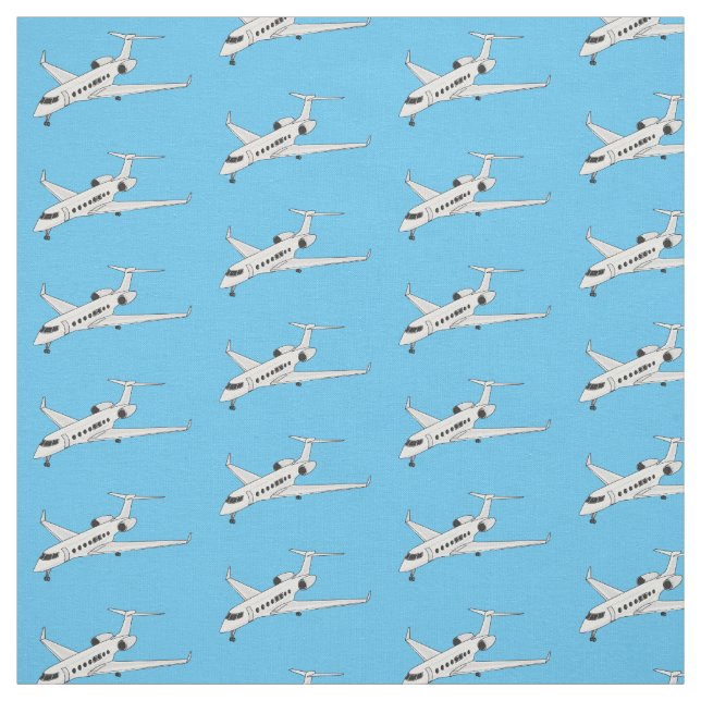 Private jet cartoon illustration fabric (Swatch)
