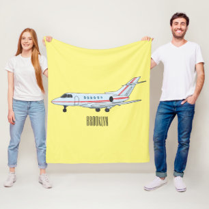Private jet cartoon illustration fleece blanket