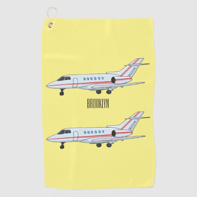 Private jet cartoon illustration golf towel (Front)