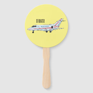 Private jet cartoon illustration hand fan