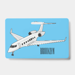 Private jet cartoon illustration ID badge