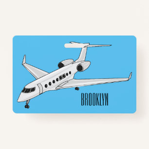 Private jet cartoon illustration ID badge