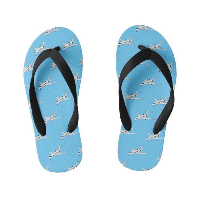 Private jet cartoon illustration kid's thongs (Footbed)